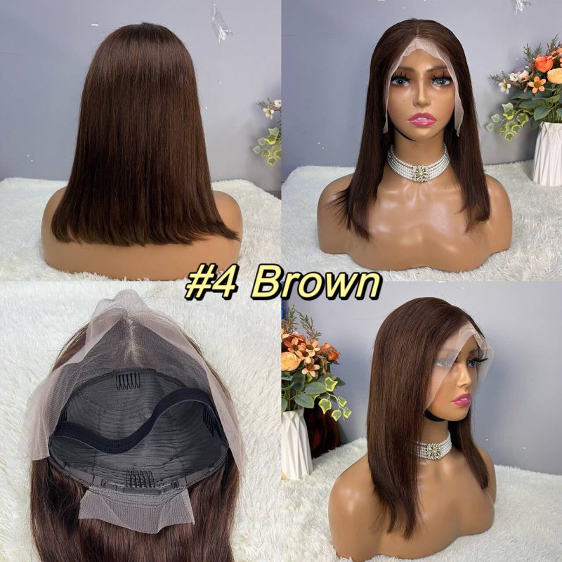 13x4 Straight Hair Colored BOB Lace Front Wig - 图片 13